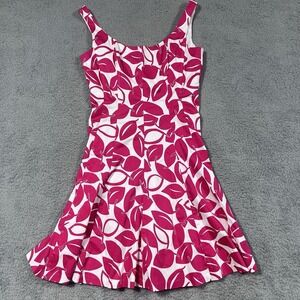 Nine West Womens Floral Pink Sleeveless Fit & Flare Dress Size 10 Colorful Girly